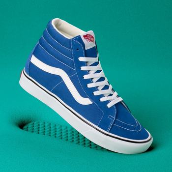 Damske Kotnikove Tenisky Vans Suede and Canvas Comfycush Sk8-Hi Reissue Modre VA10LVANZ